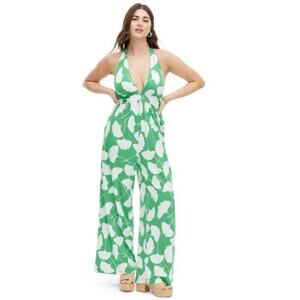 Diane Von Furstenberg x Target NWT Halter Ginkgo Green Jumpsuit Large
